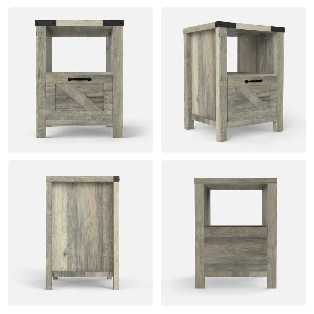 Farmhouse Side Table With Storage, Nightstand, Grey Side Tables at Gallery Canada