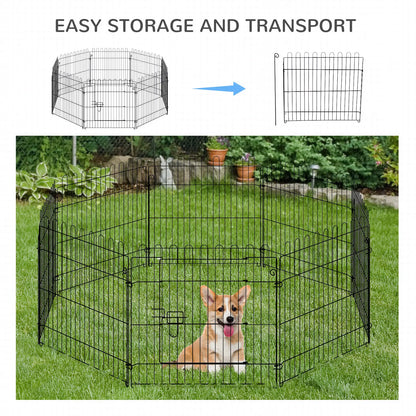 24inch 8-Panel Foldable Dog Playpen, Black Houses, Kennels & Pens at Gallery Canada