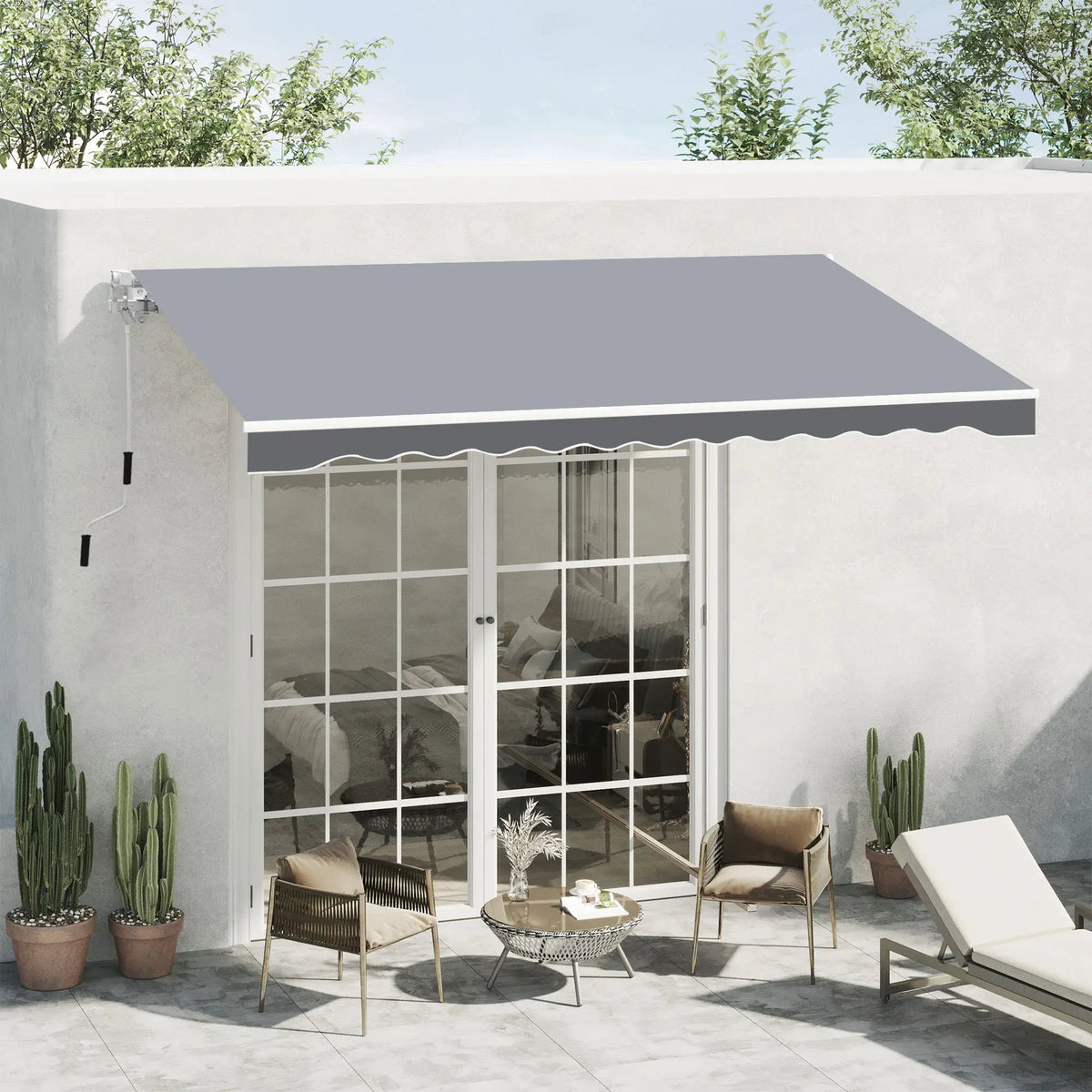 8' X 7' Retractable Patio Awning, Water-Resistant Sunshade Shelter, Gray Deck Awnings at Gallery Canada