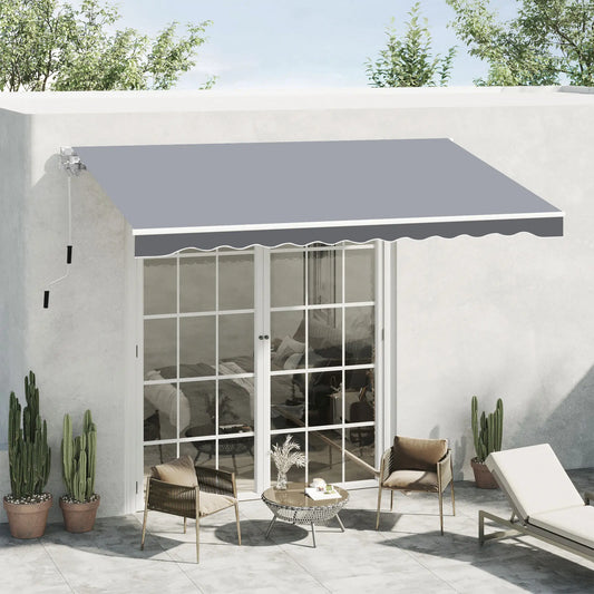 8' X 7' Retractable Patio Awning, Water-Resistant Sunshade Shelter, Gray Deck Awnings Grey Fabric at Gallery Canada