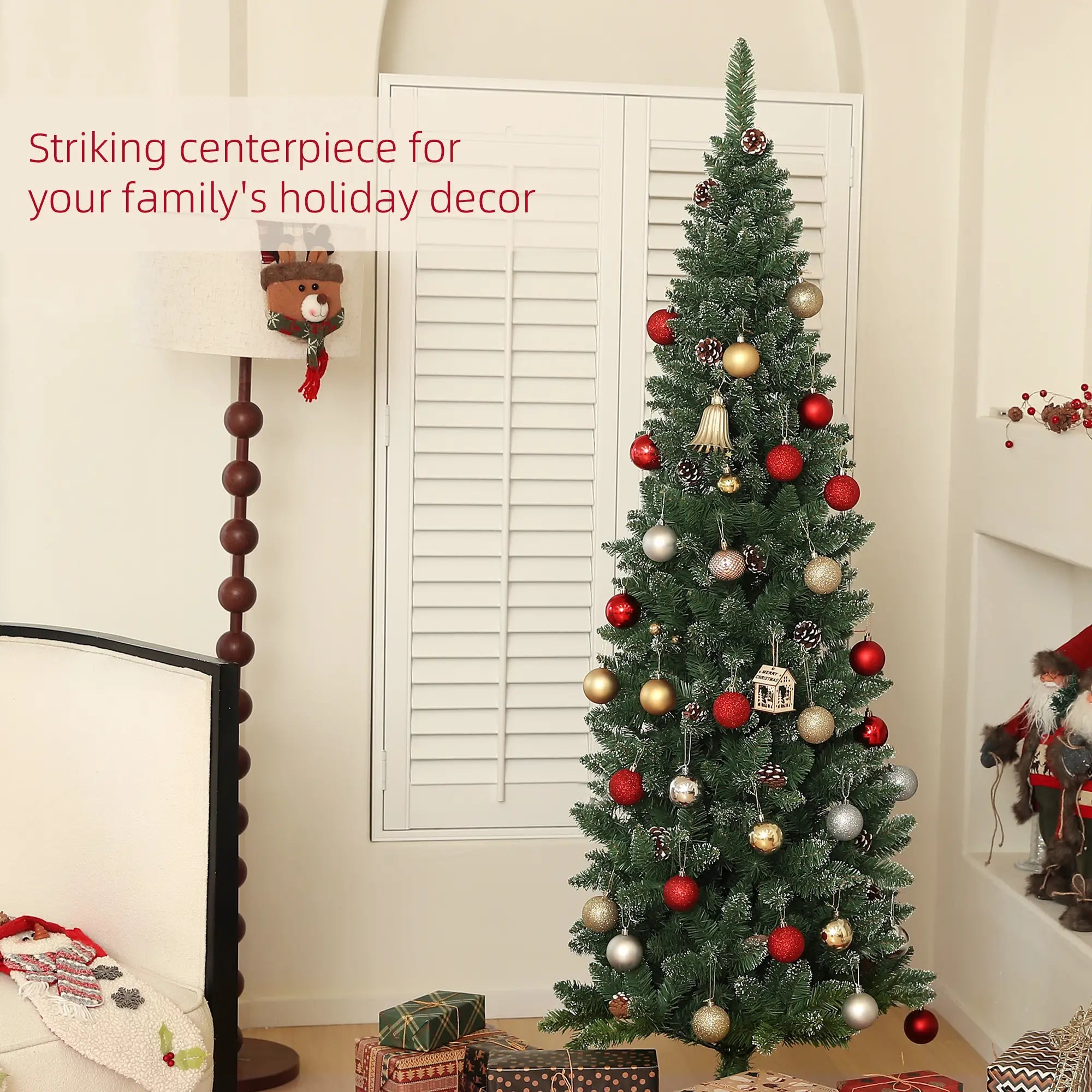 6ft Artificial Pencil Christmas Tree, 618 Branches, Pinecones, Metal Stand Pencil Christmas Trees at Gallery Canada
