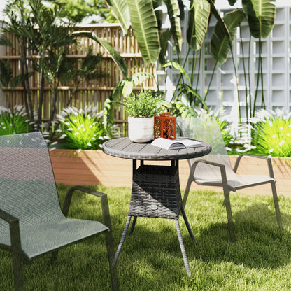 27.5" Outdoor Wicker Dining Table, PE Rattan Patio Furniture, Grey Patio Dining Tables at Gallery Canada