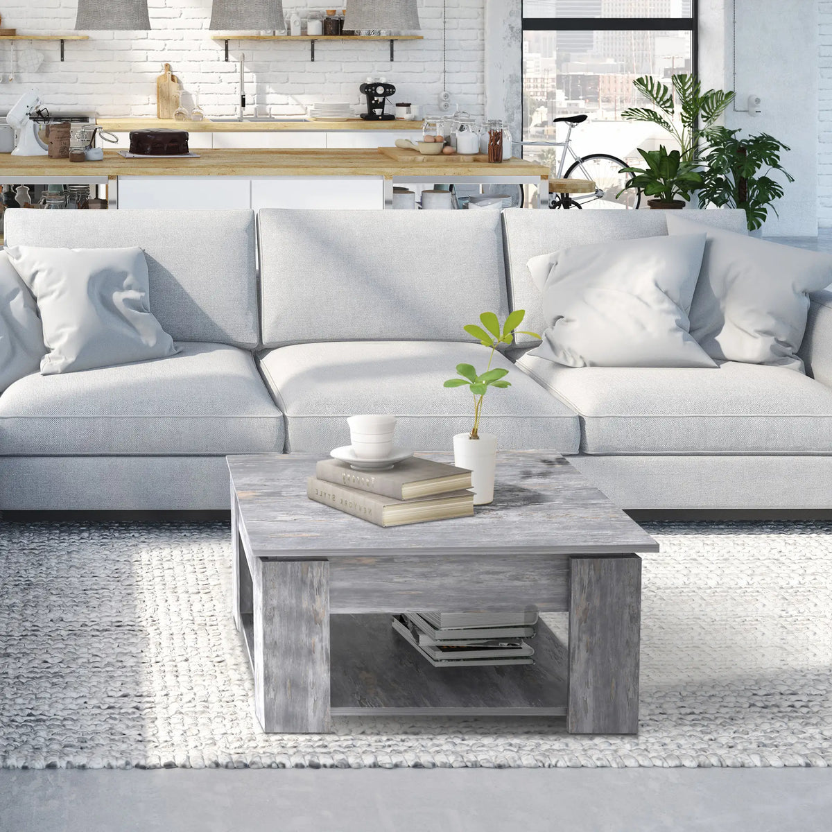 Modern Coffee Table with Storage, Square, Living Room, Grey Coffee Tables at Gallery Canada