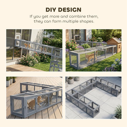 79" Long Cat Tunnel, L-Shape, Extendable, Removable Door, Dark Grey Outdoor Cat Enclosures at Gallery Canada