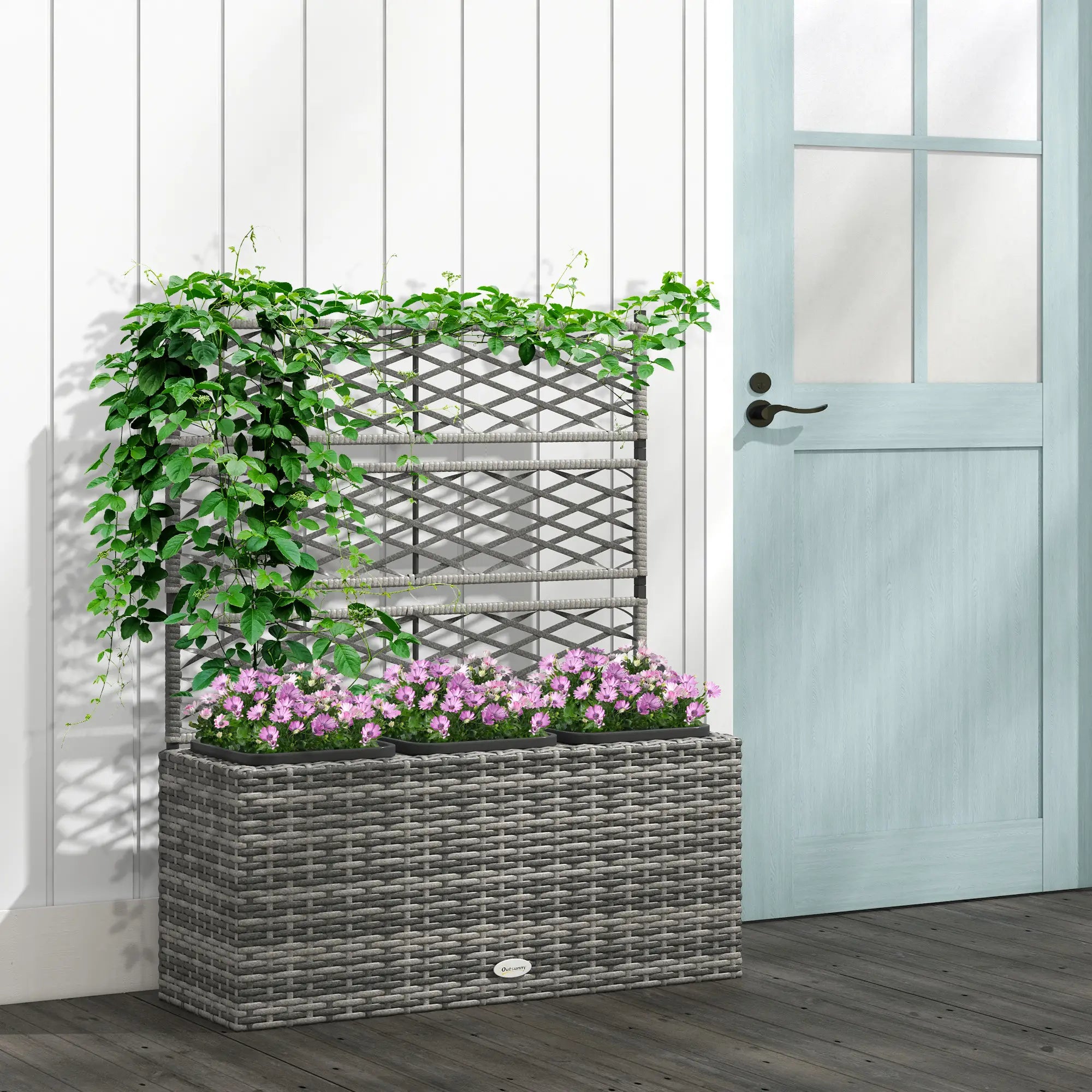 Wicker Raised Garden Bed With Trellis, 42