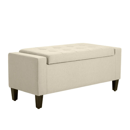 36In Storage Ottoman Bench, Wood Frame, Beige Storage Ottomans & Benches Beige at Gallery Canada