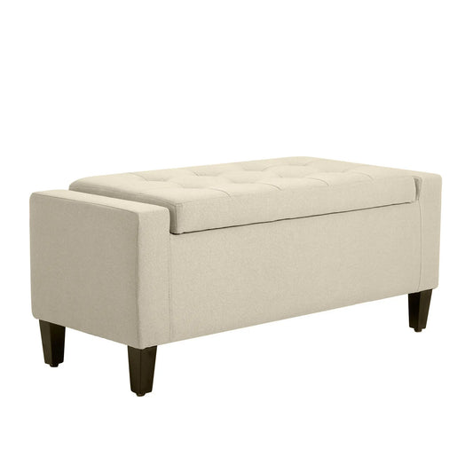 36In Storage Ottoman Bench, Wood Frame, Beige Storage Ottomans & Benches Beige at Gallery Canada