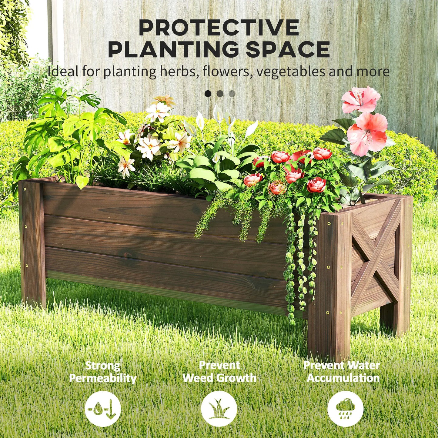3.3 x 1.2 x 1.2 ft Raised Garden Bed, Carbonized Elevated Garden Beds at Gallery Canada