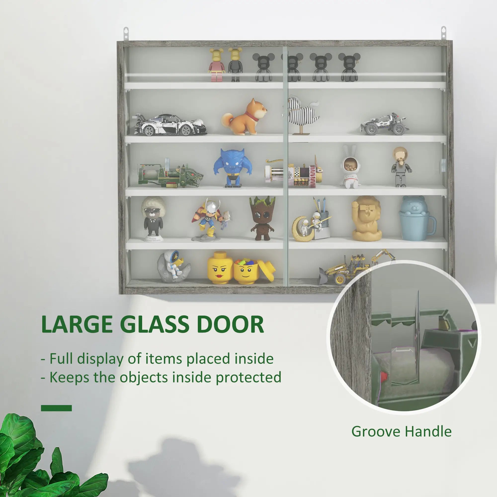 5-Tier Display Cabinet, Glass Curio Cabinet, White Display Bookshelves at Gallery Canada