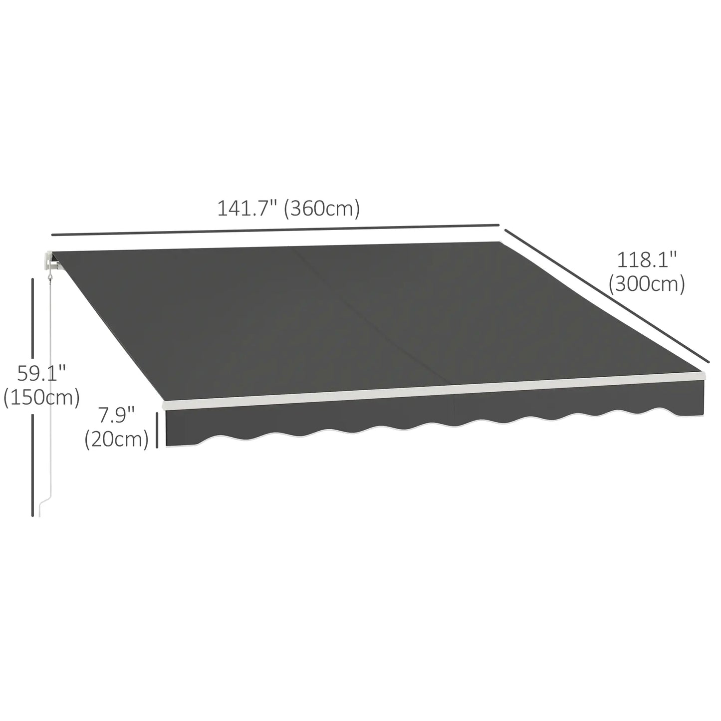 12'x10' Electric Retractable Awning, UV Protection, Grey Deck Awnings at Gallery Canada