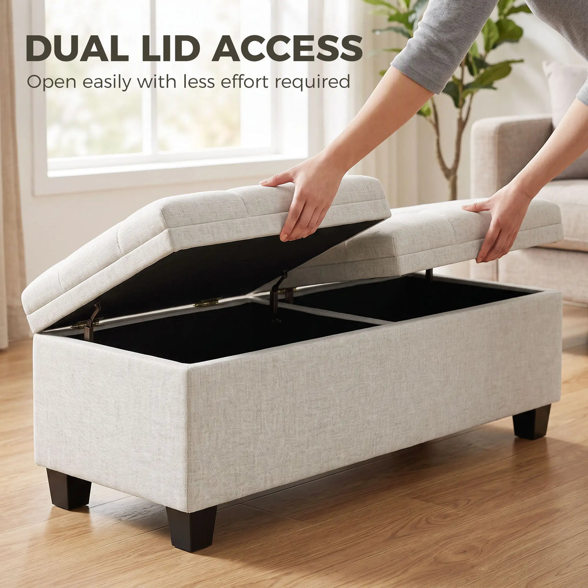 51.2" Storage Ottoman Bench, End of Bed Bench, Cream White Storage Ottomans & Benches at Gallery Canada