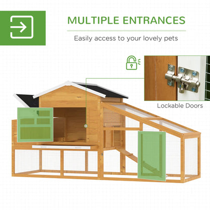 79" Wooden Chicken Coop, Outdoor Hen House, With Removable Tray, Brown Chicken Coops at Gallery Canada