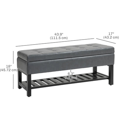 44 PU Leather Tufted Ottoman, Shoe Bench, Storage Chest, Grey Shoe Storage Cabinets & Racks at Gallery Canada