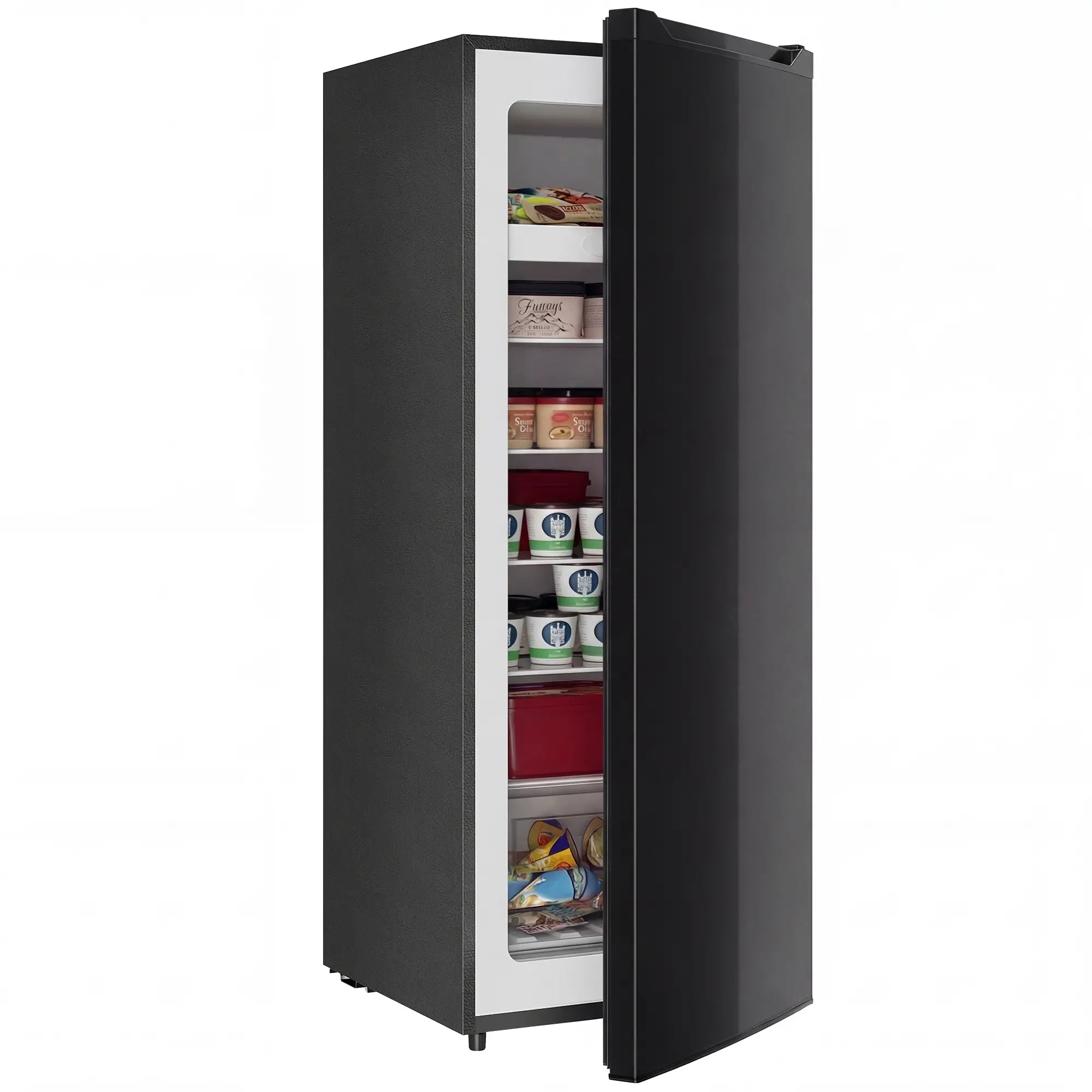 7.0 Cu.Ft Upright Freezer, 6 Adjustable Shelves, Reversible Door, Black Small Kitchen Appliances at Gallery Canada