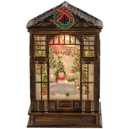 Musical Snow Globe with Lights, Christmas Lantern, Swirling Glitter, Bronze Christmas Village Houses Bronze at Gallery Canada
