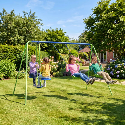 3 in 1 Metal Swing Set, Double Swings, Glider, Green Gym Sets & Swings at Gallery Canada