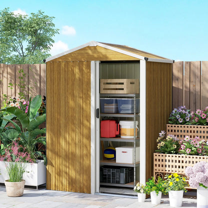 4.5 x 3ft Metal Garden Shed, Waterproof Outdoor Storage, Lockable Door Sheds at Gallery Canada