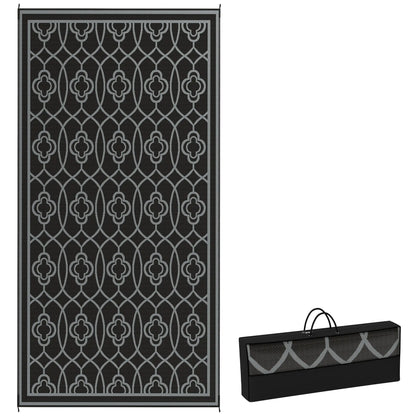 9' x 18' Outdoor RV Rug, Reversible Patio Floor Mat, Black and Grey Garden Decor at Gallery Canada