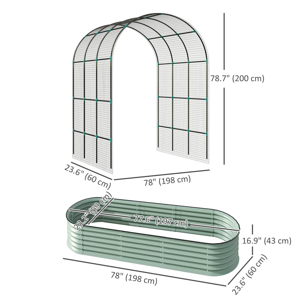Galvanized Raised Garden Bed With Arch Trellis, Metal Planter Box Galvanized Planter Boxes at Gallery Canada