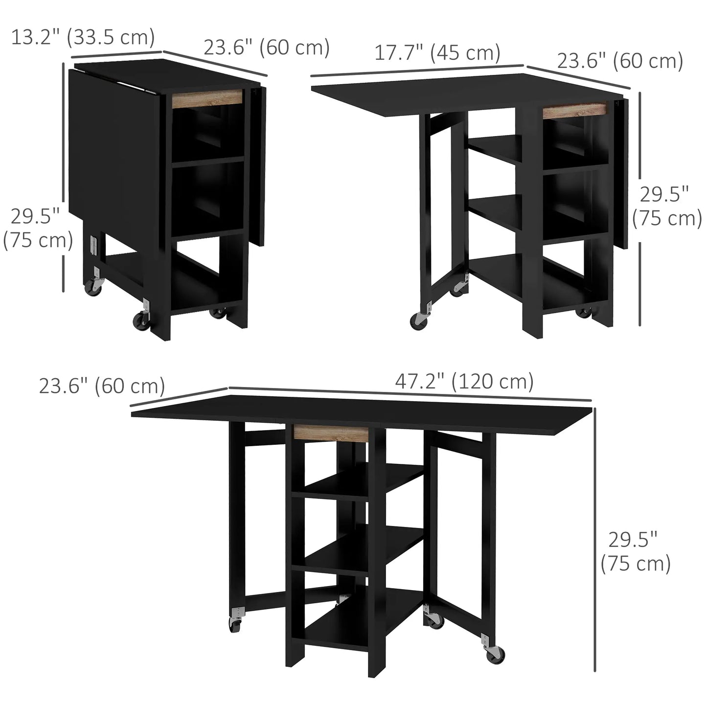 Folding Dining Table With Storage, Drop Leaf Kitchen Table, Black Bar Tables & Dining Tables at Gallery Canada