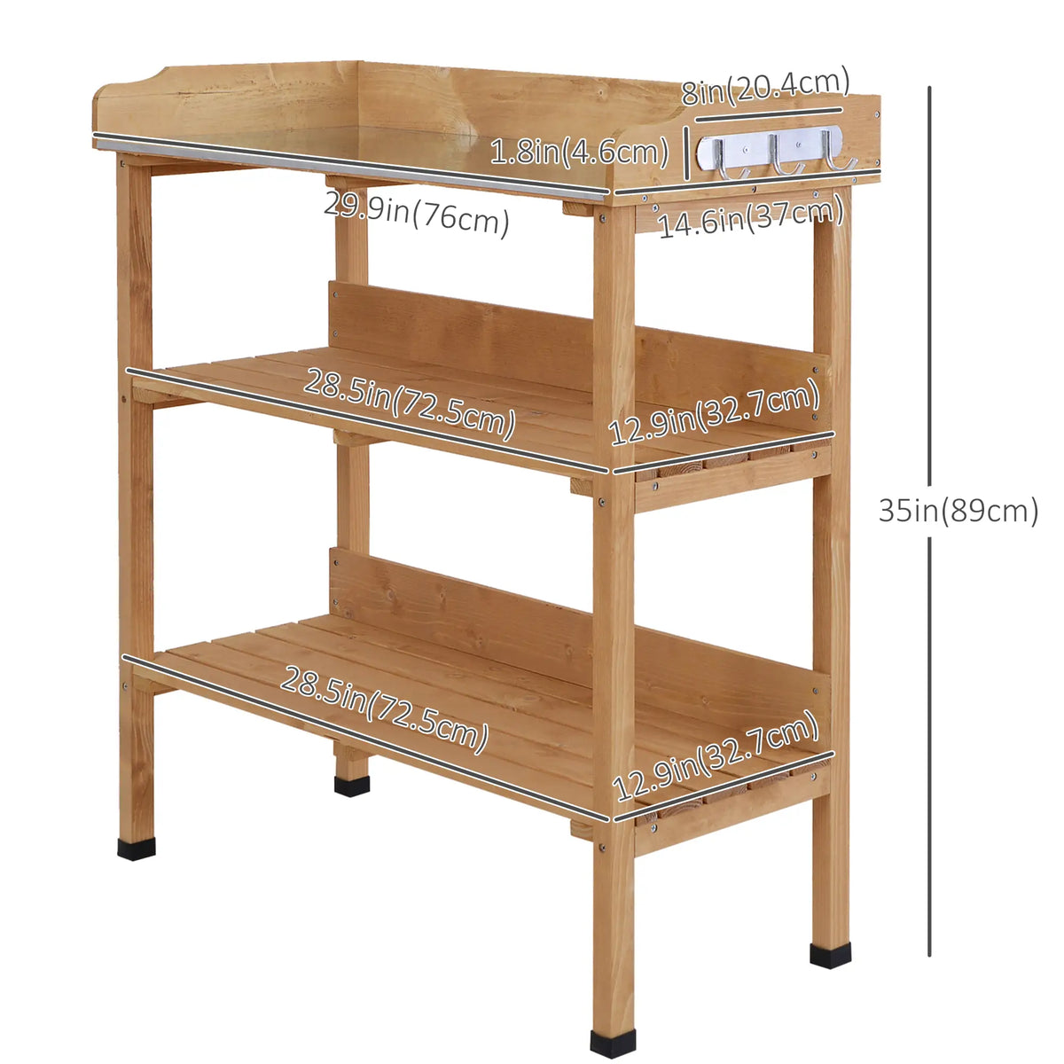 Outdoor Wooden Potting Bench Work Station, Natural Potting Benches & Tables at Gallery Canada