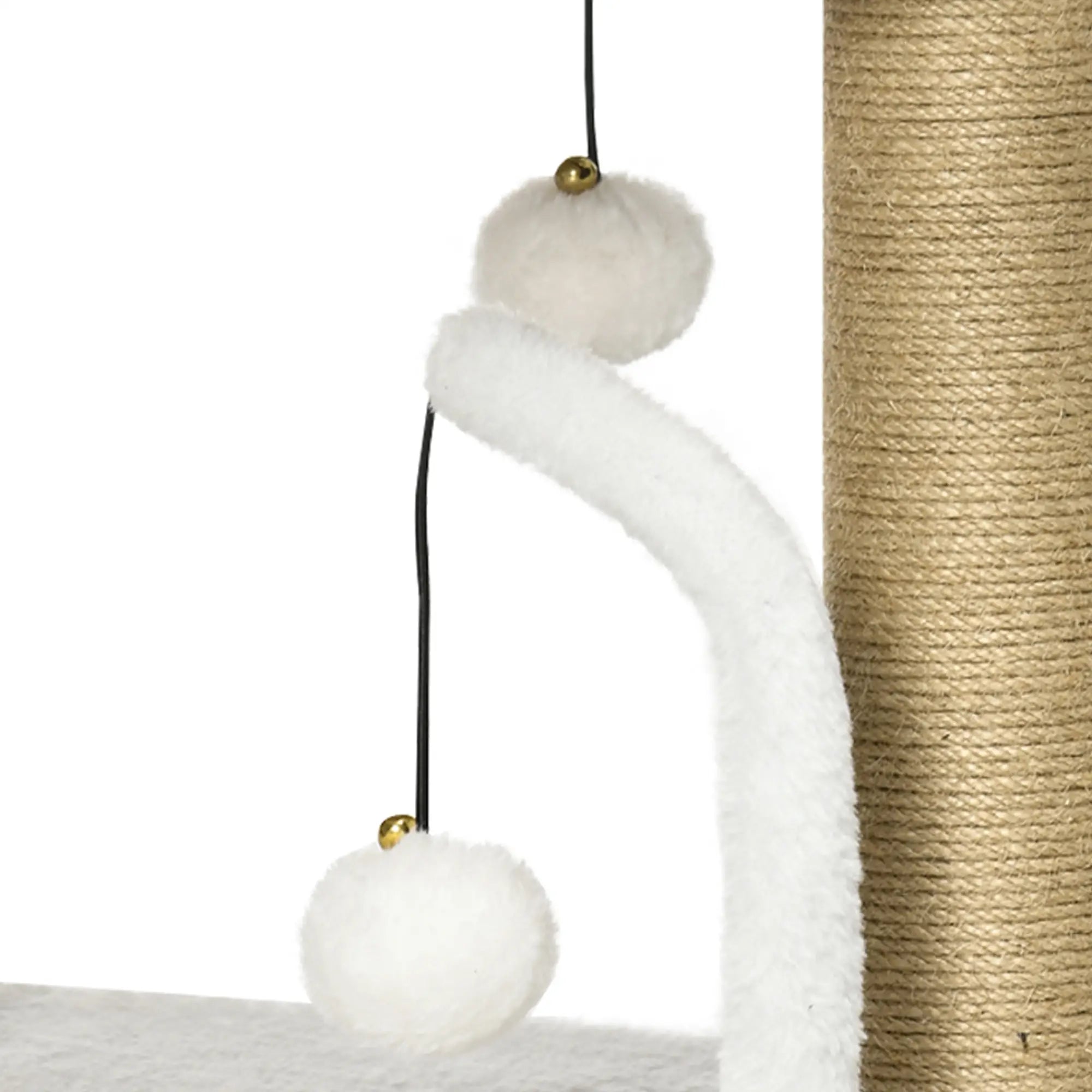 Small Cat Tower Condo, Jute Scratching Posts, Top Perch, Dangling Balls, White Cat Trees at Gallery Canada