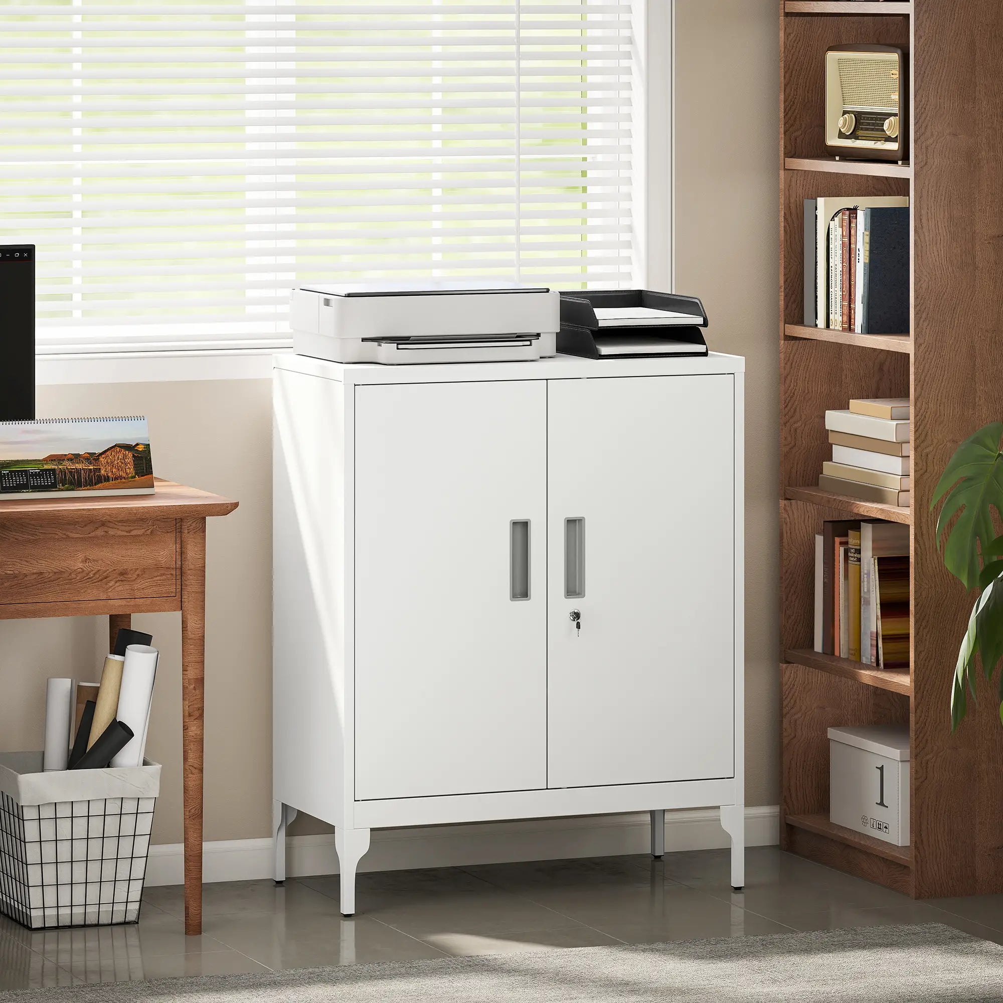 Office Storage Cabinet with Lock, Adjustable Shelves, White Office Cabinets & Cupboards at Gallery Canada
