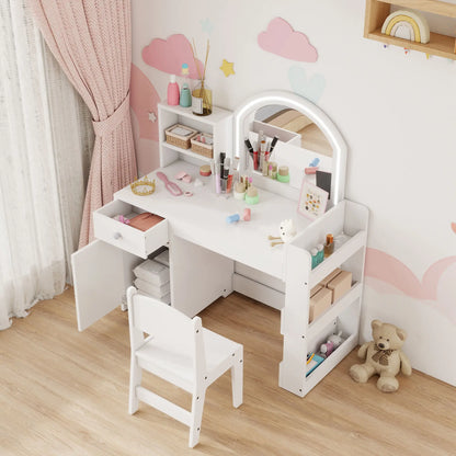 Kids Vanity Set, Toddler Dressing Table and Chair, White Toy Vanity at Gallery Canada