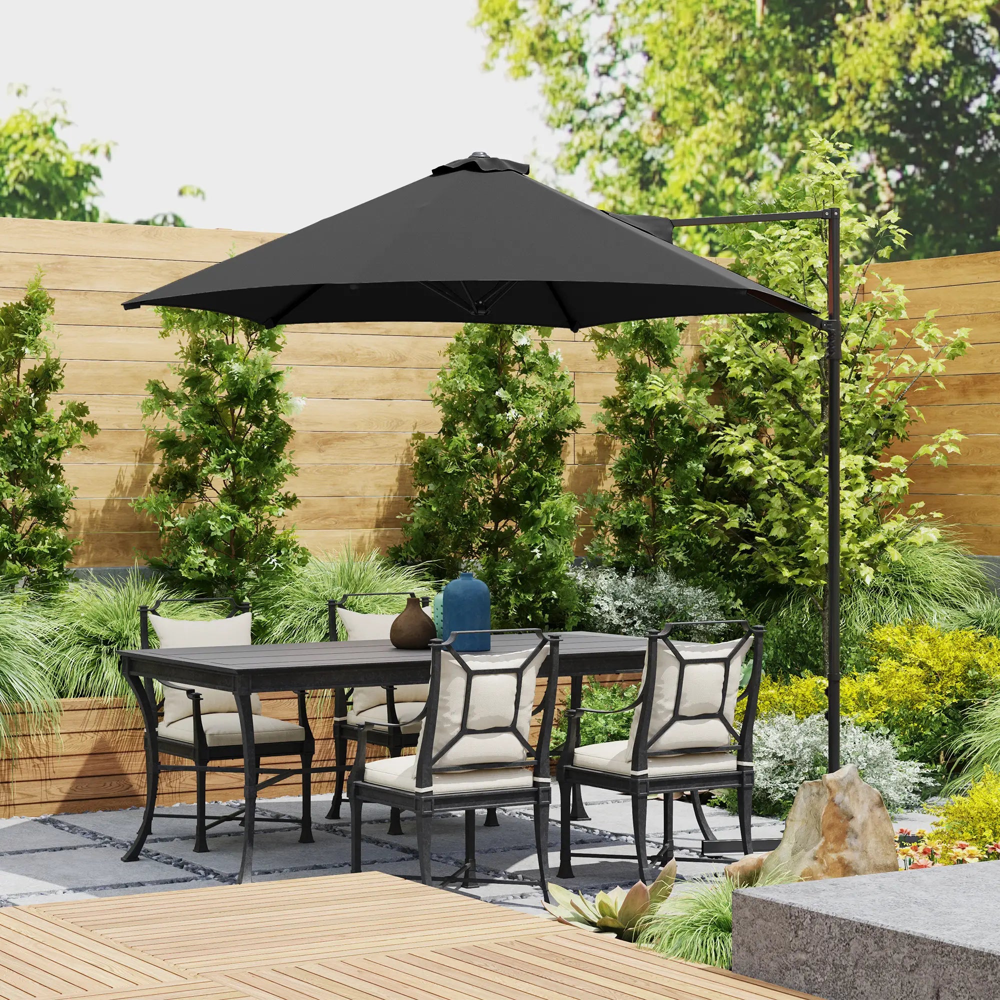 8.5FT Offset Patio Umbrella, 360° Rotation, Φ100.8
