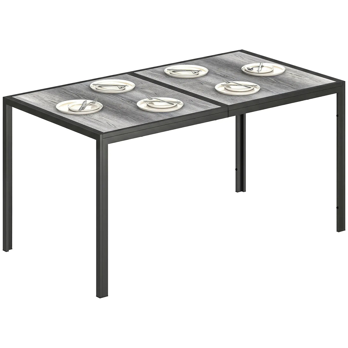 Outdoor Dining Table For 4-6, 59" Wood-Effect Top, Grey Patio Dining Tables at Gallery Canada