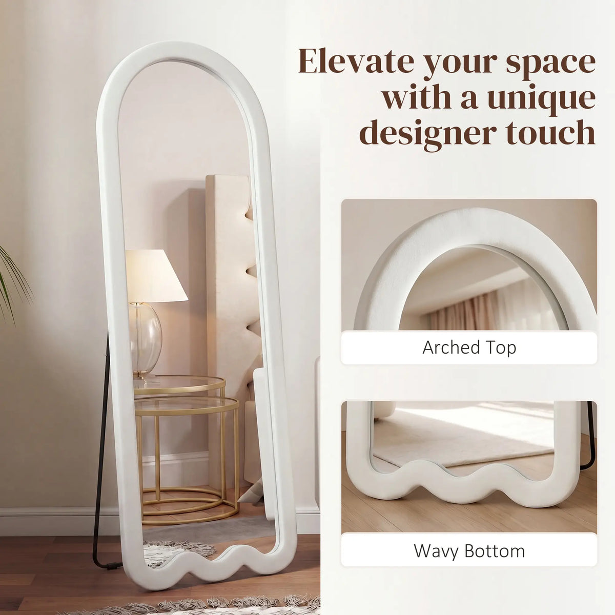 Full Length Mirror With Soft Padded Frame, White Full Length Mirrors at Gallery Canada