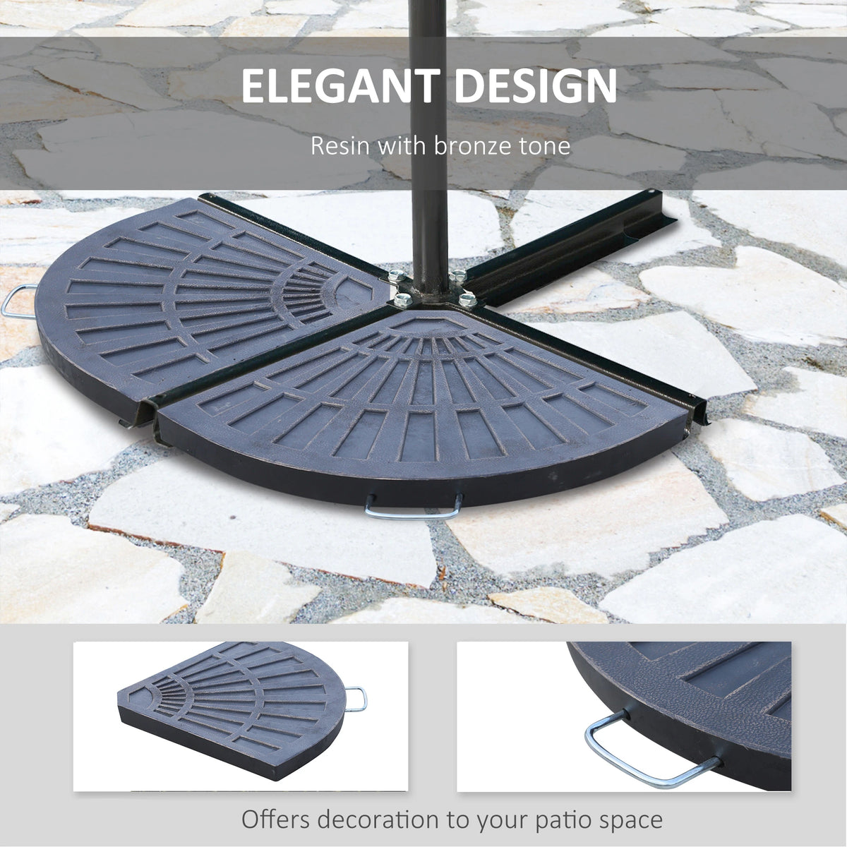 2pc Portable Umbrella Base Weights 61.6lbs, Resin, Flabelliform, Bronze Umbrella Bases at Gallery Canada