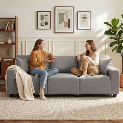 3-Seater Sofa With Storage Pockets, Grey 3-Seater Sofas at Gallery Canada