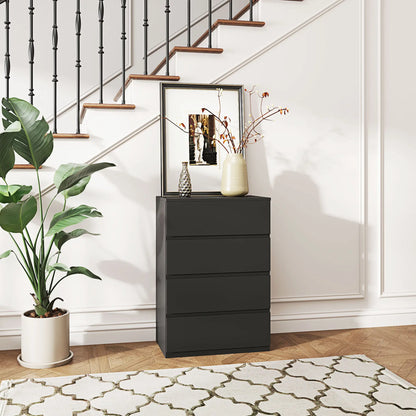 4 Drawer Chest, Freestanding Storage Unit, Black Storage Cabinets at Gallery Canada
