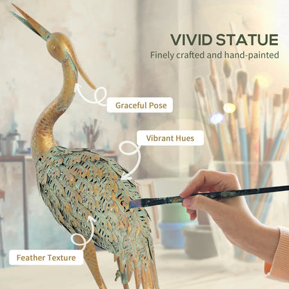 Heron Garden Statue, 15.3"W x 6.7"D x 35.4"H, Mixed Colour Garden Decor at Gallery Canada