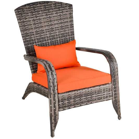 Rattan Fire Pit Adirondack Chair, Curved Backrest, Soft Cushions, Orange Patio Chairs Orange at Gallery Canada