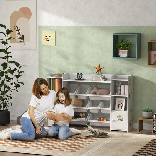 Kids Toy Organizer With 8 Removable Bins, Bookshelf, White Bookshelves & Bookcases White at Gallery Canada