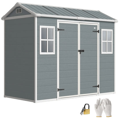 8 x 4 ft Plastic Garden Shed, Grey Wood-Effect Storage Shed, Grey Sheds at Gallery Canada