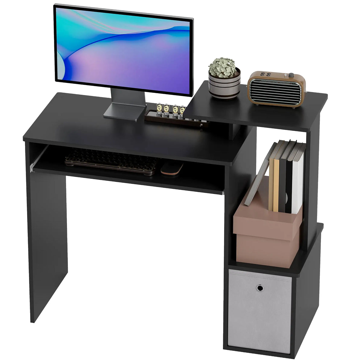 Computer Desk, Sliding Keyboard Tray, Storage Drawer, Black Computer Desks at Gallery Canada