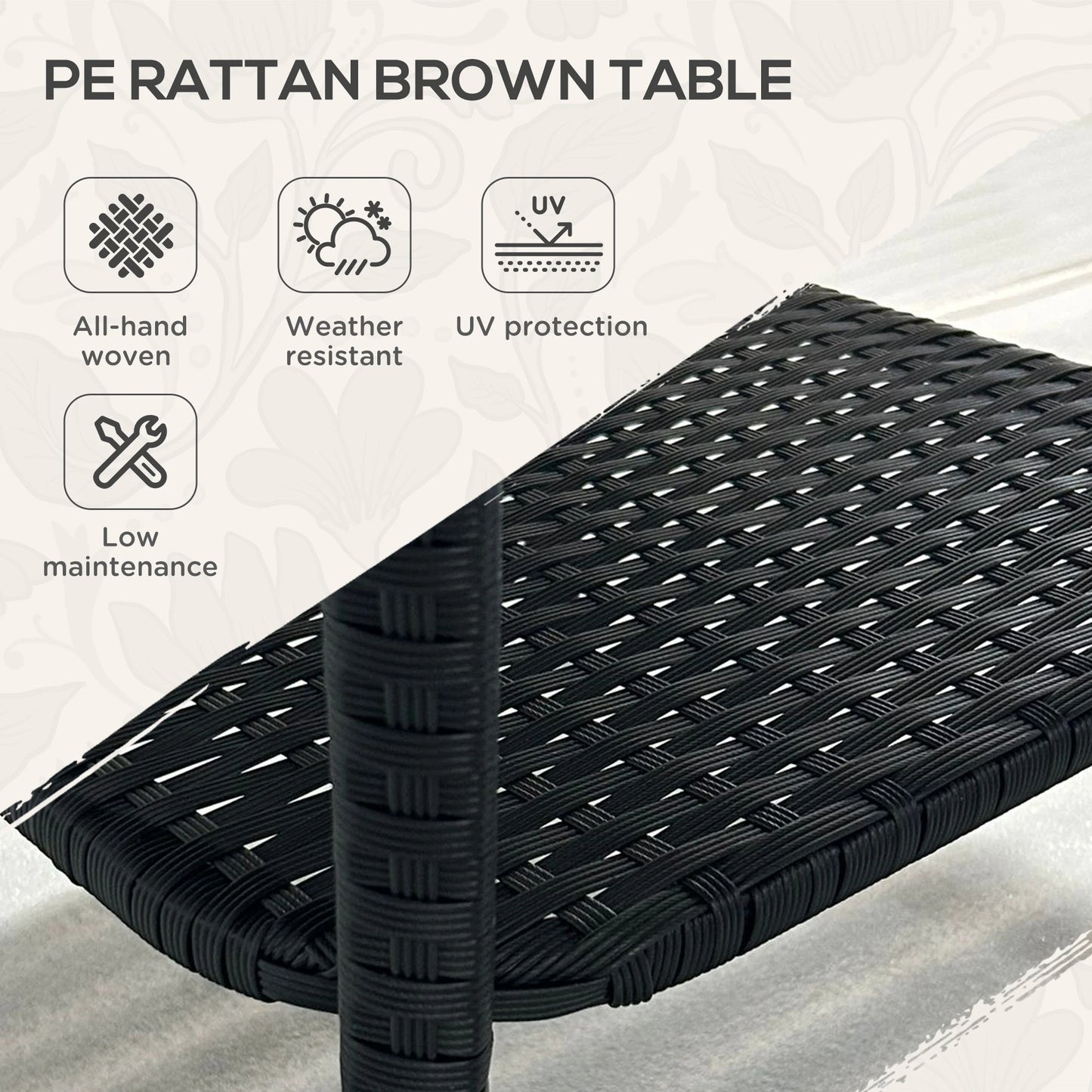 20" Patio Wicker Coffee Table, Outdoor PE Rattan Side Table, Black Patio Side Tables at Gallery Canada