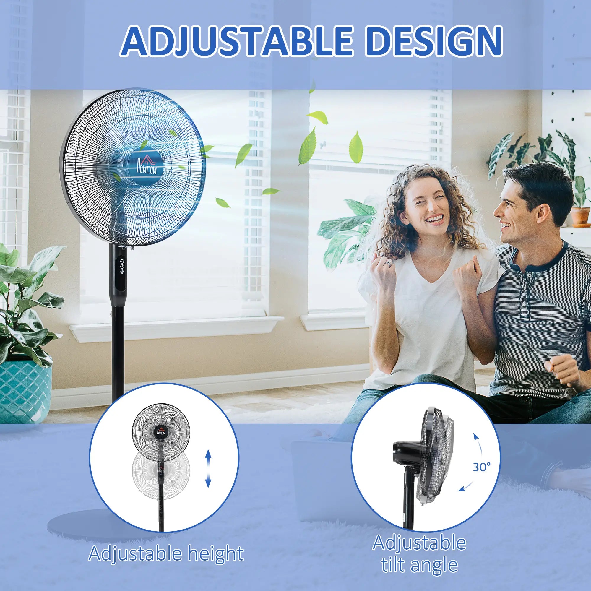Floor Standing Fan with Remote, Oscillating, LED Screen, Black Stand Fans at Gallery Canada