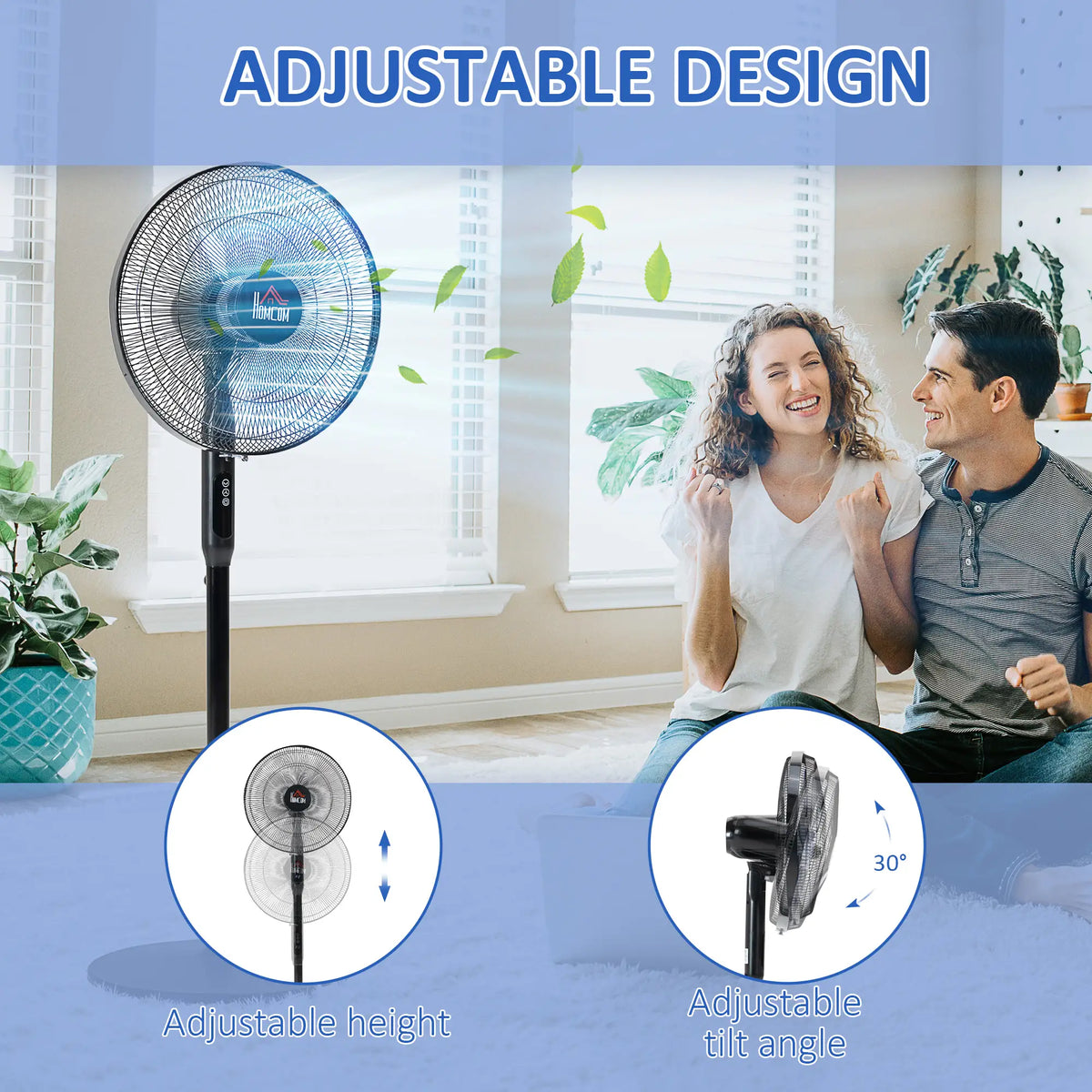 Floor Standing Fan with Remote, Oscillating, LED Screen, Black Stand Fans at Gallery Canada