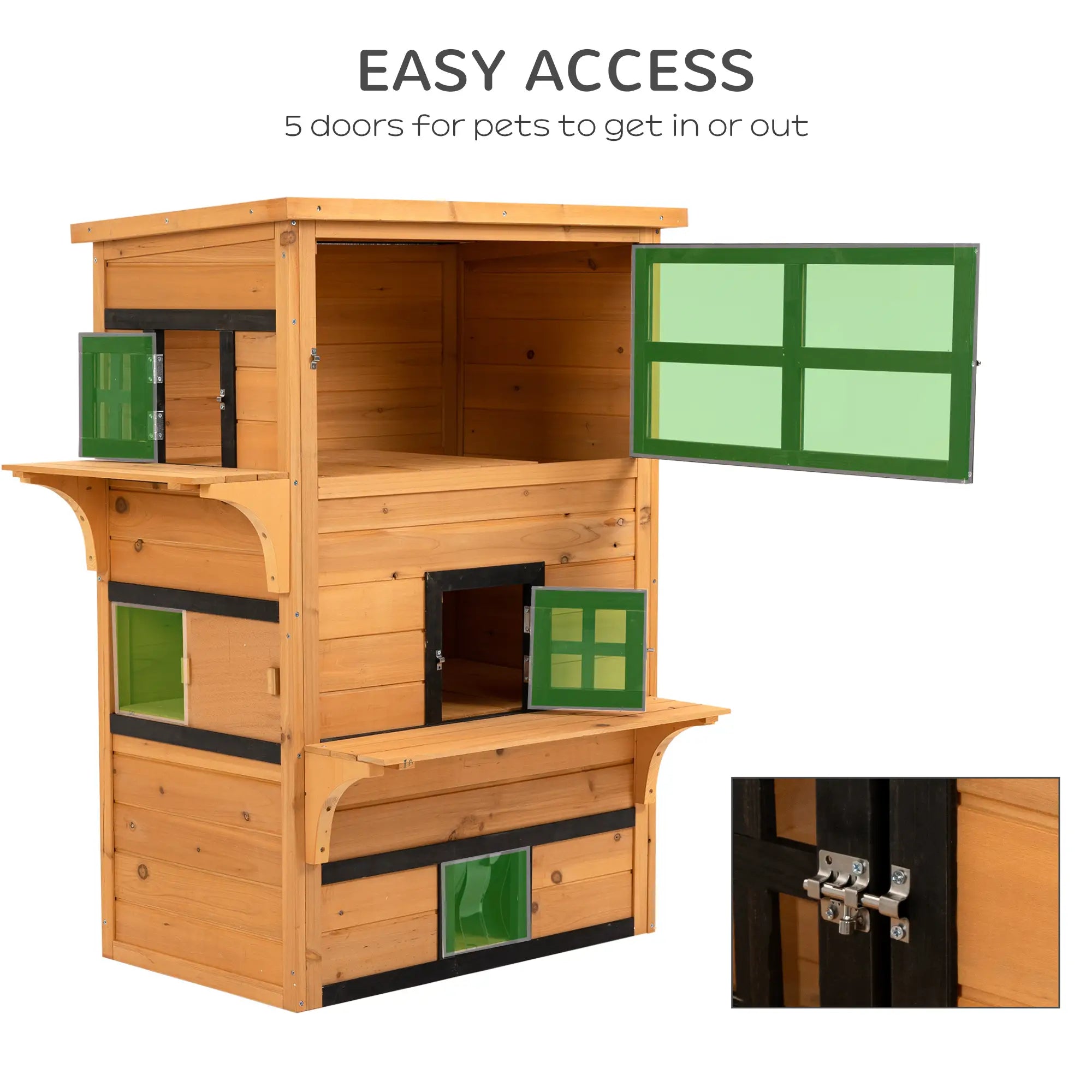 Outdoor Cat House, 3-Tier Kitty Shelter, Weather Resistant, Escape Door Cat Houses at Gallery Canada