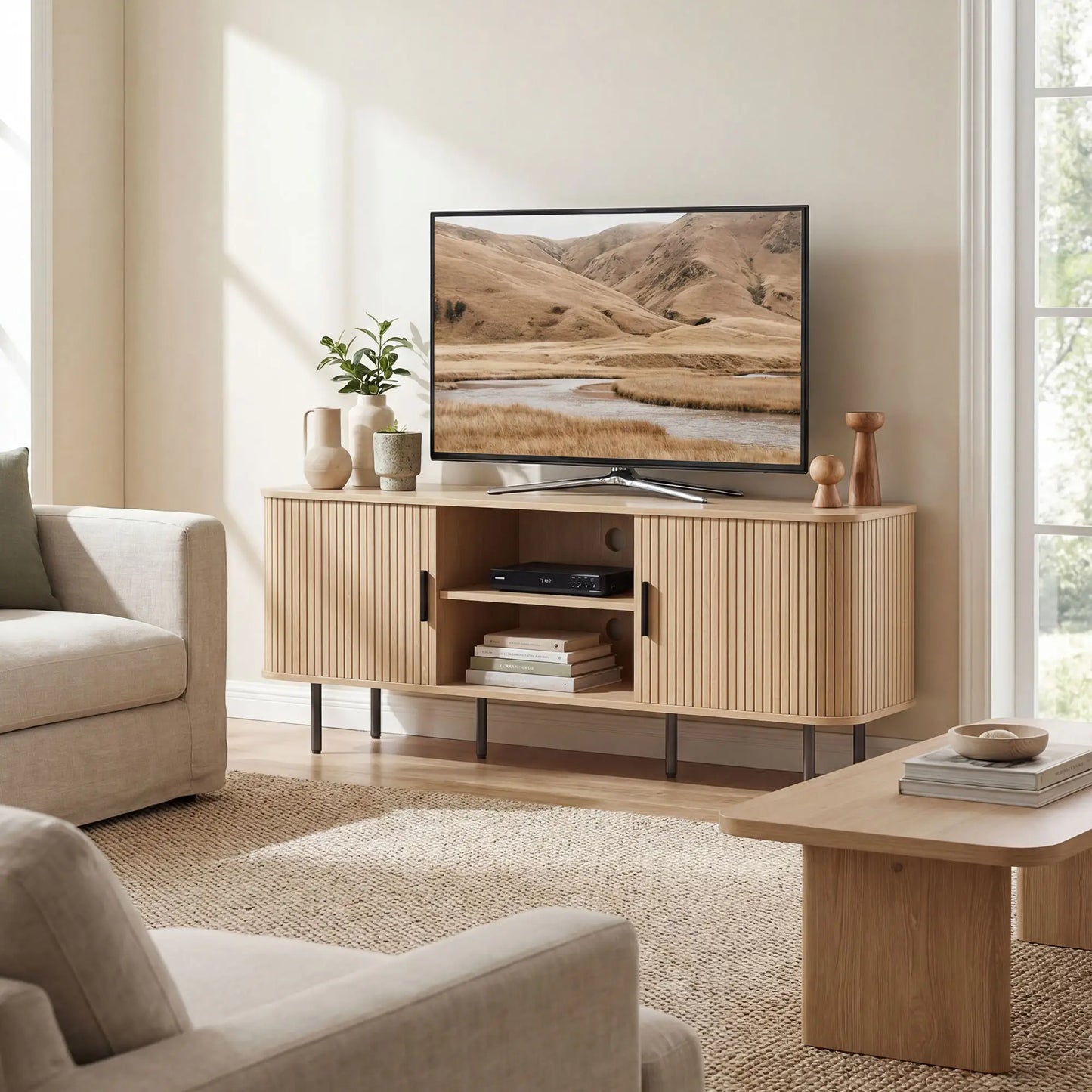 TV Stand Cabinet For 50 Inches, Storage Shelves, Oak Tone TV Stands at Gallery Canada