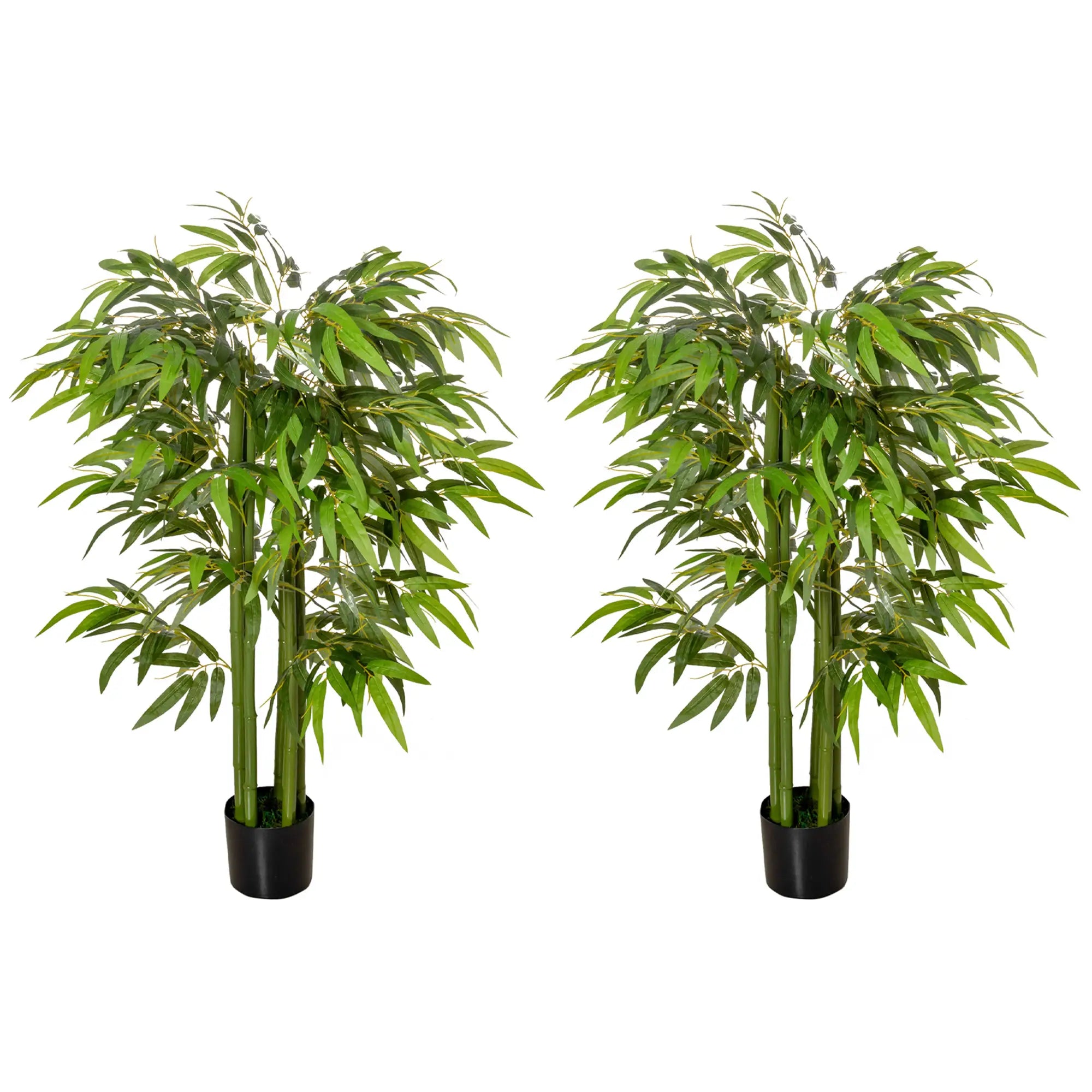 Set of 2, 4.5FT Artificial Bamboo Tree, Indoor Outdoor Decor Artificial Trees Green at Gallery Canada