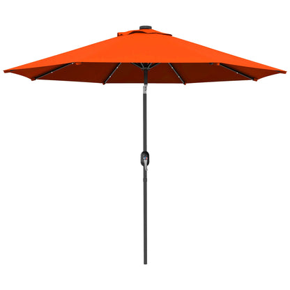 9ft Solar Patio Umbrella, 24 LED Lights, Tilt Canopy, Orange Sun Umbrellas Orange, Dark Grey at Gallery Canada