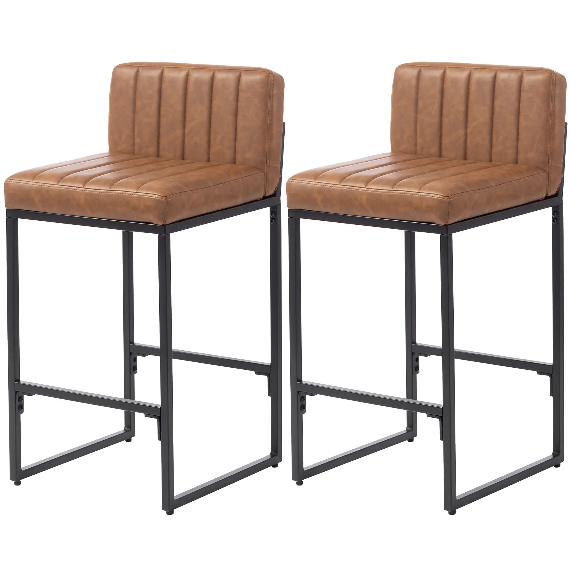 Retro Padded Counter Height Bar Stools, Set of 2, Brown Bar Stools Brown, Black at Gallery Canada