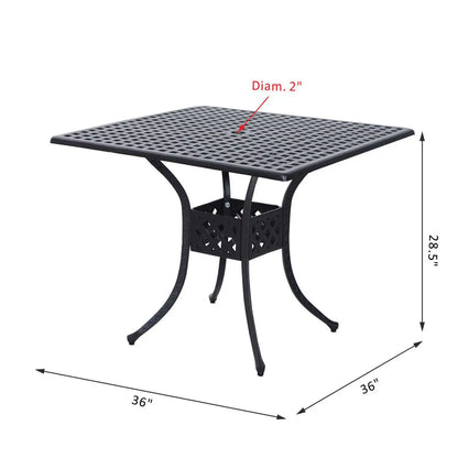 "36" Patio Dining Table, Outdoor Bistro Table With Umbrella Hole, Black Patio Side Tables at Gallery Canada