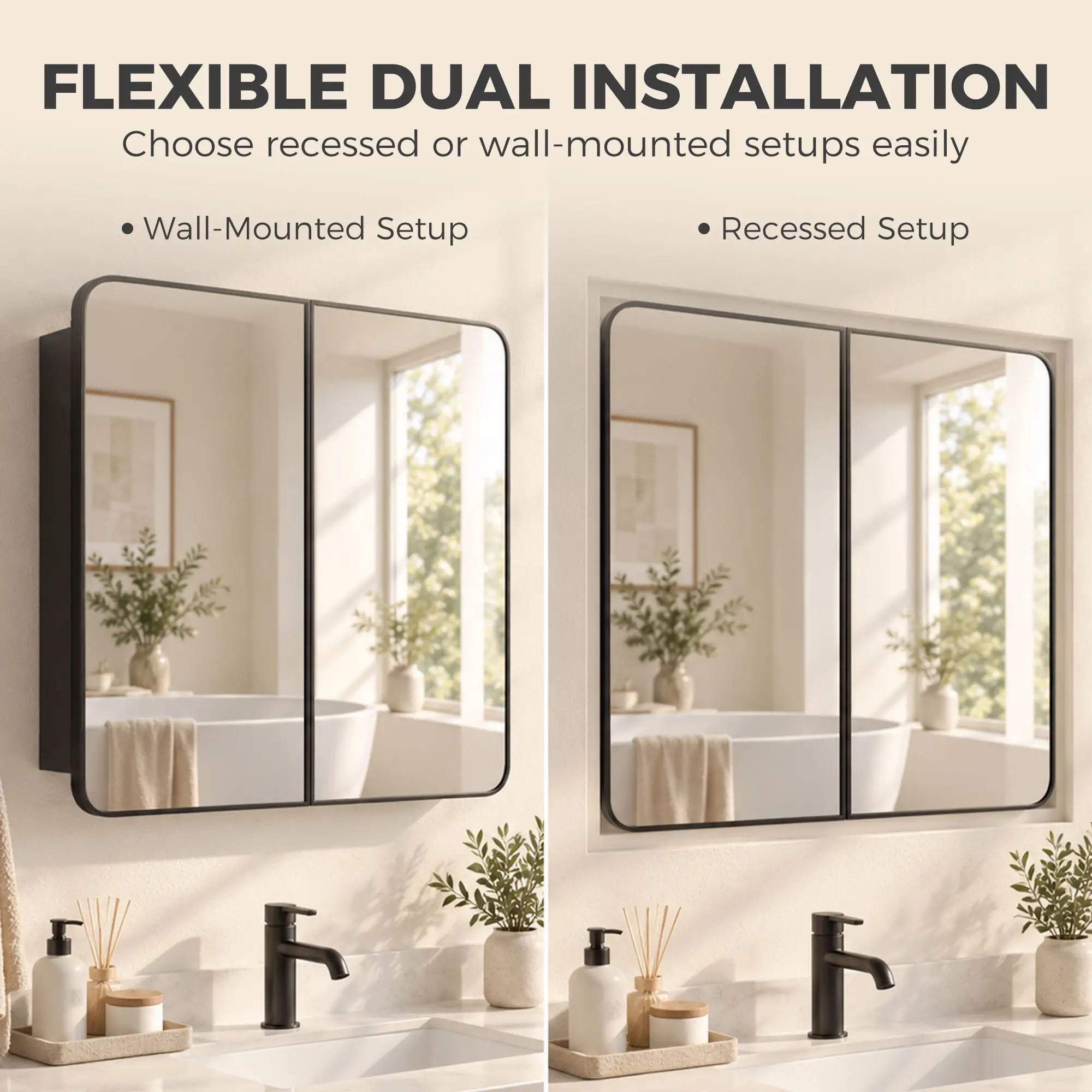 30 x 24 Inch Bathroom Medicine Cabinet, Mirror, Shelves, Black Mirror Medicine Cabinets at Gallery Canada