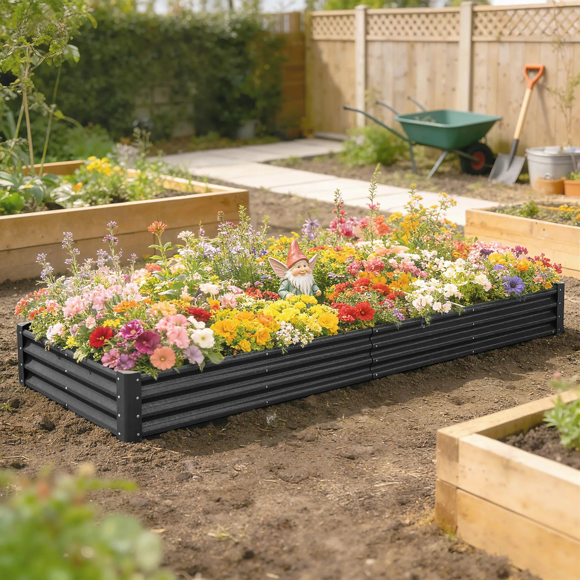 Galvanized Raised Garden Bed, 12 x 4 x 1ft, Reinforced Planter Box, Dark Grey Galvanized Planter Boxes at Gallery Canada